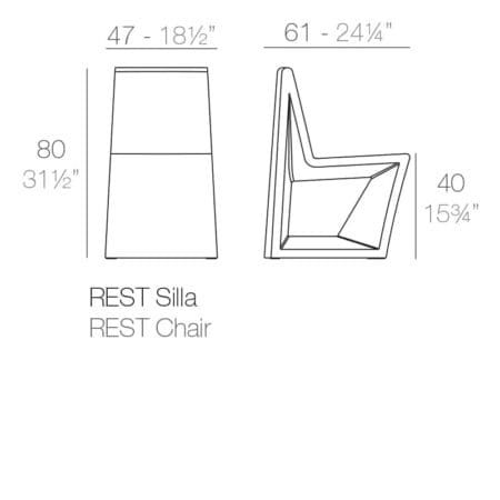 Stijlvolle Stoel Van Vondom, Collectie Rest. Gemaakt Van Polyethyleenhars Door Rotatiegieten. Duurzaam En Geschikt Voor Binnen En Buiten. Moderne Buitenmeubel.