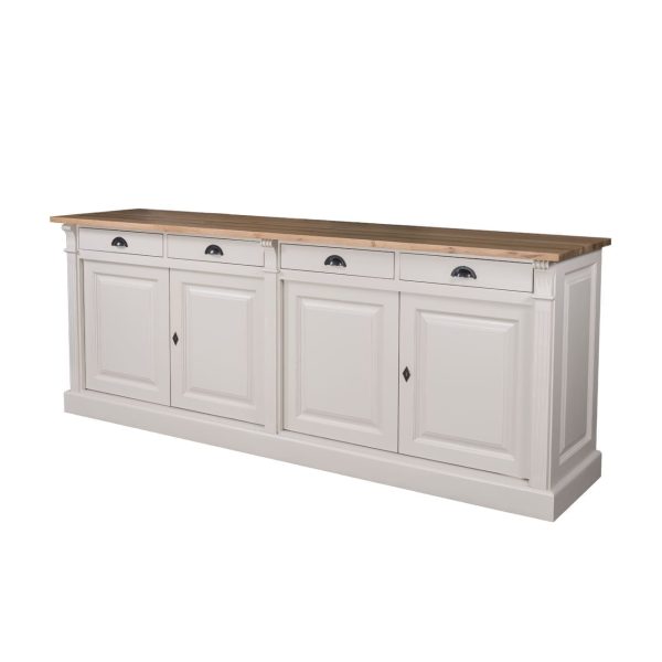 Eiken Dressoir Montreux - Massief eiken dressoir met 4 deuren en ruime opbergruimte.