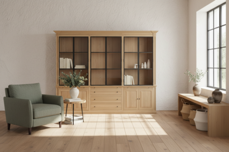 Eiken Vitrinekast Met Smeedijzer Ks404-1038 Marcottestyle 300 Cm