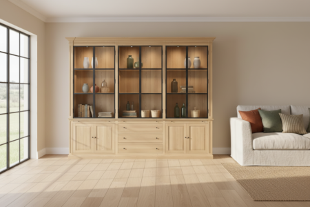 Eiken Vitrinekast Met Smeedijzer Ks404-1038 Marcottestyle 300 Cm